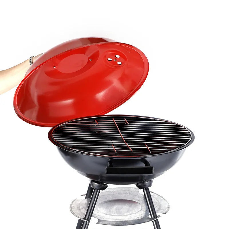 Portable iron barbecue oven with a 14-inch apple stove grill for 3-5 people.