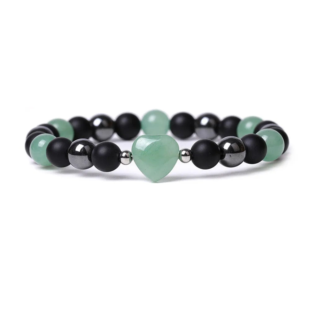 Lvdongling Tigereye hand-cut peach heart geometric stone bracelet with moon and planet charms