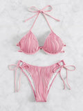 Women's steel bracket underwire bikini swimsuit in polyester fabric available in nine colours