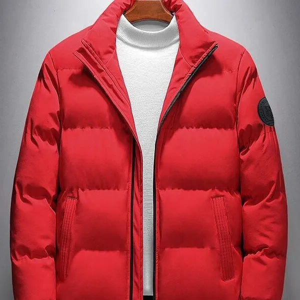 Men's casual cotton-padded cardigan coat jacket in green, zip front, winter outerwear