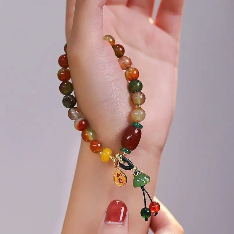 M990 Lotus Ruyi bracelet with lotus decoration and mixed materials