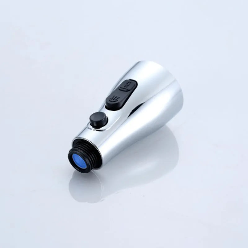 Universal pressurised faucet sprayer adapter with rotating head in silver finish