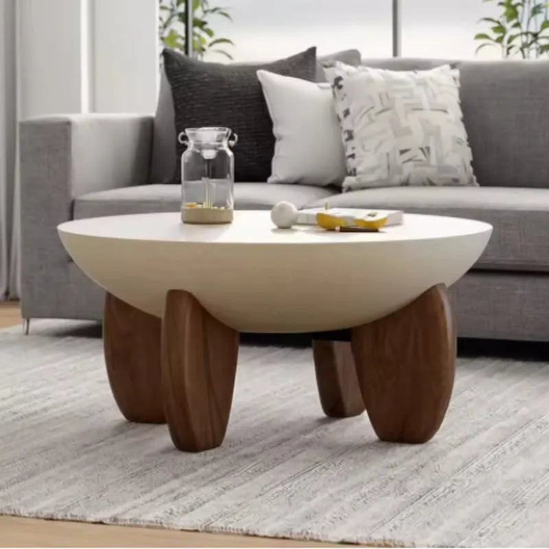 White solid wood coffee table with height adjustment and storage compartment