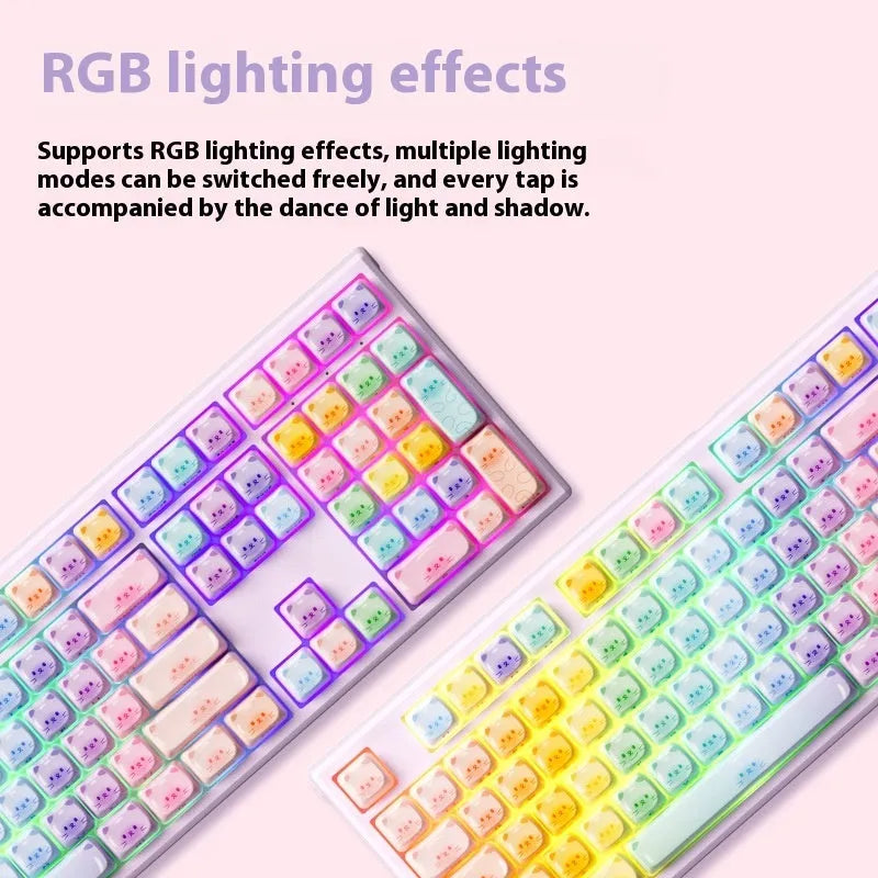 Candy Cat third mock examination coloured Bluetooth mechanical keyboard with piano-axis switches