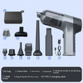 Wireless handheld car vacuum cleaner with attachments including brushes and nozzles for interior cleaning