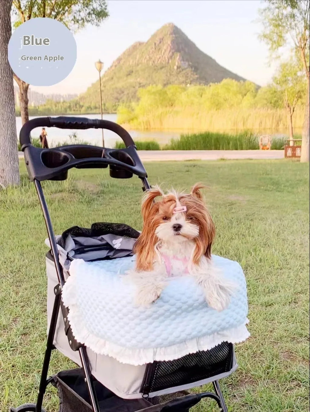 Pure cotton pet stroller towel cushion pillow set in floral and plaid patterns