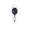 Zinc alloy metal retractable keychain with easy-pull tag in multiple colours, 4cm size, on a plain background