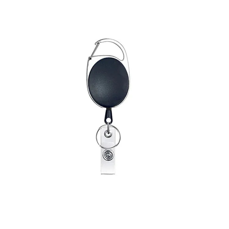 Zinc alloy metal retractable keychain with easy-pull tag in multiple colours, 4cm size, on a plain background
