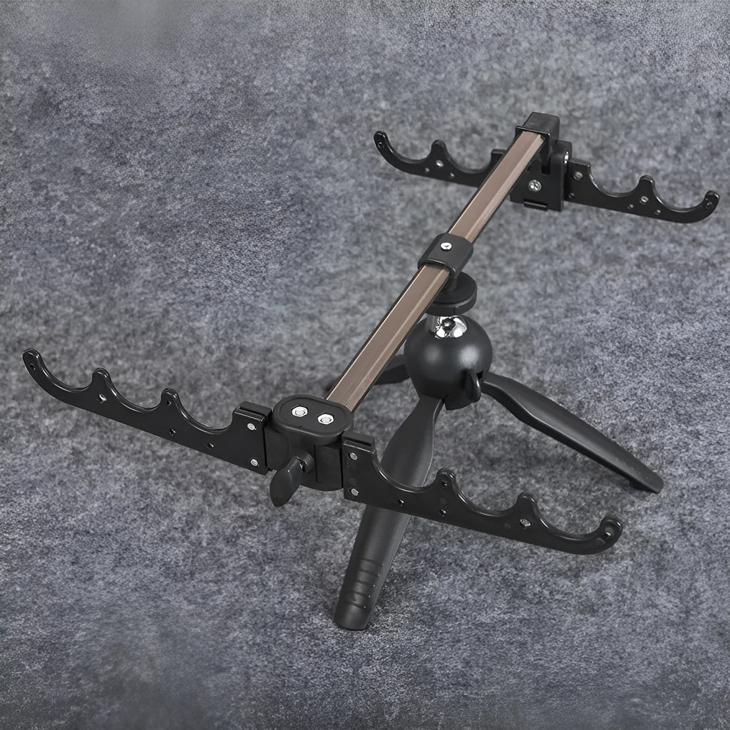 Aluminium alloy ice fishing triangle rod holder tripod bracket on ice.