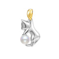 925 sterling silver cat pendant clavicle chain necklace with optional pearl beads