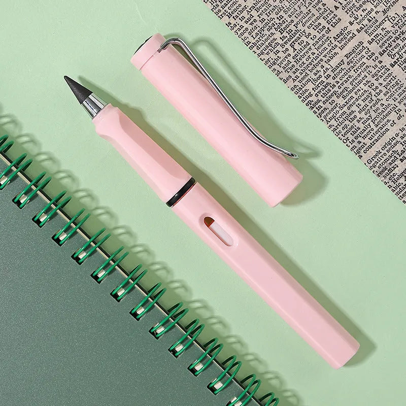 Inkless perpetual student pen with plastic shell and cartoon decoration in various lead colours