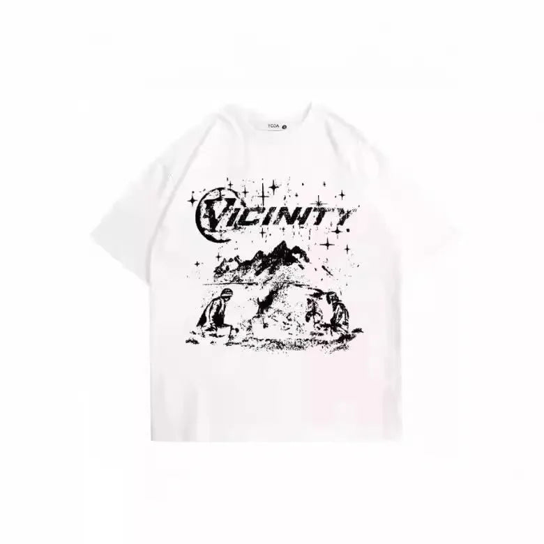 Men's retro hip hop print t-shirt in polyester available in multiple sizes and colours.