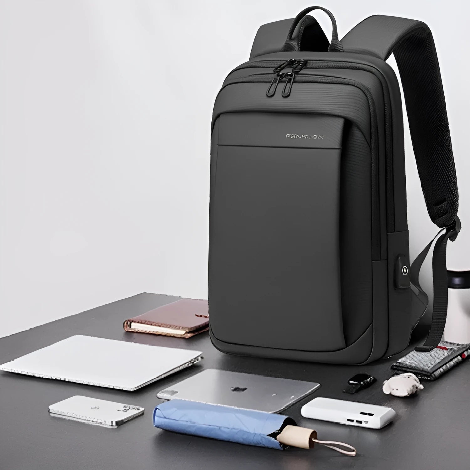 Oxford cloth black backpack with air cushion straps and 20-35L capacity for 16-inch laptop