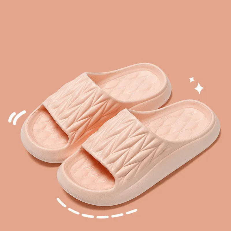 Leaf texture design EVA slippers for men and women in various colours on a non-slip sole.