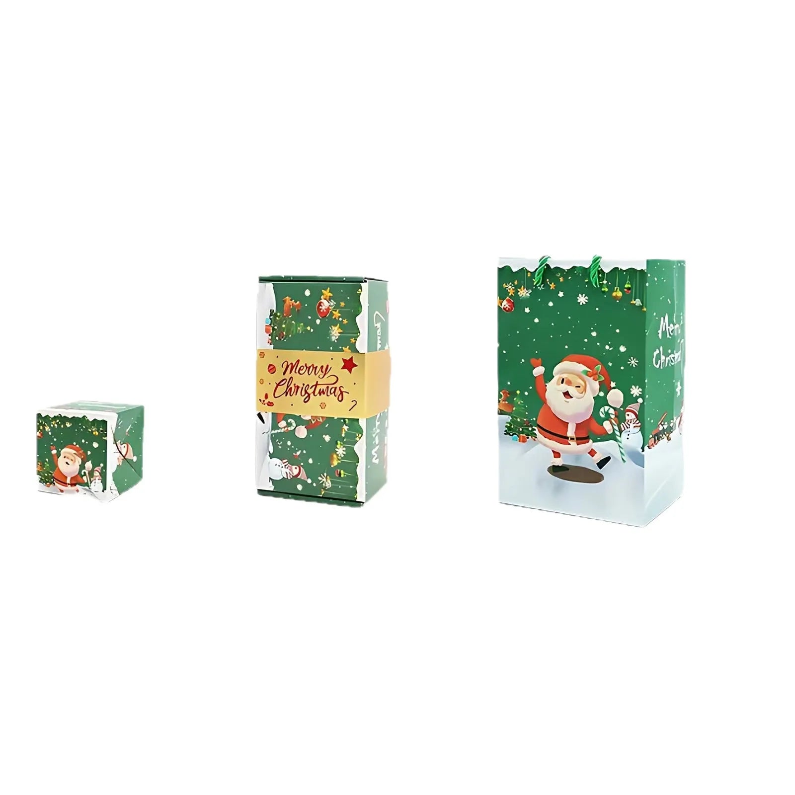 Surprise box birthday creative gift set with paper bounce boxes, gift box, and gift bag in Santa snowman red design