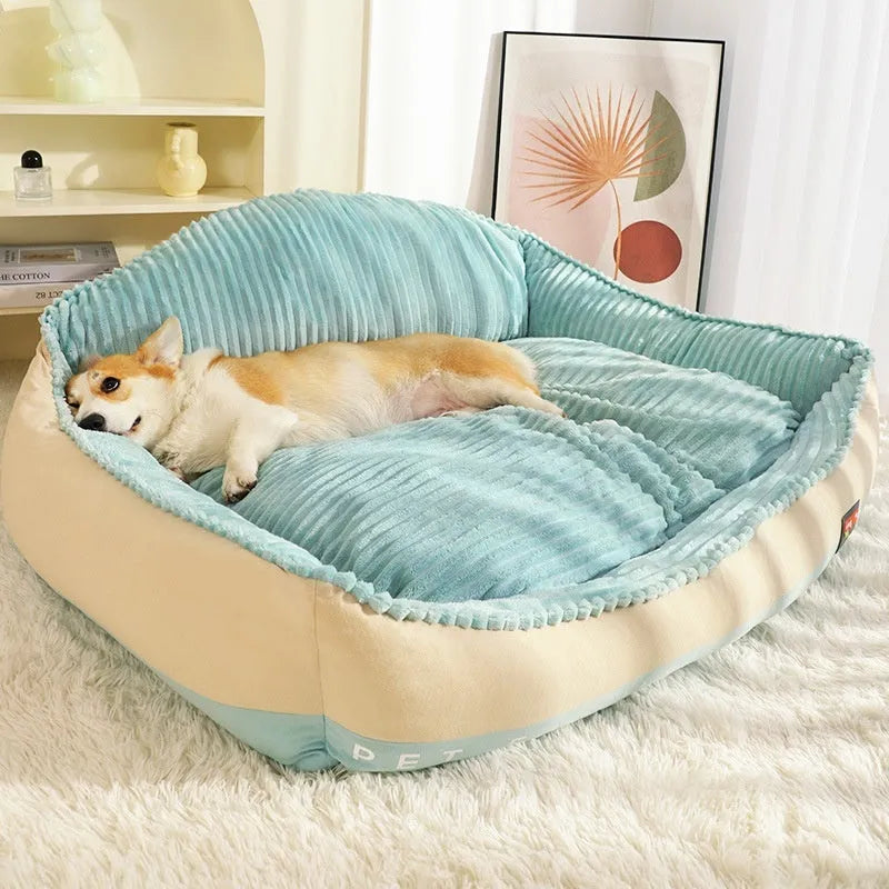 Morandi colour washable kennel-style dog bed with removable cover, shown in large size.