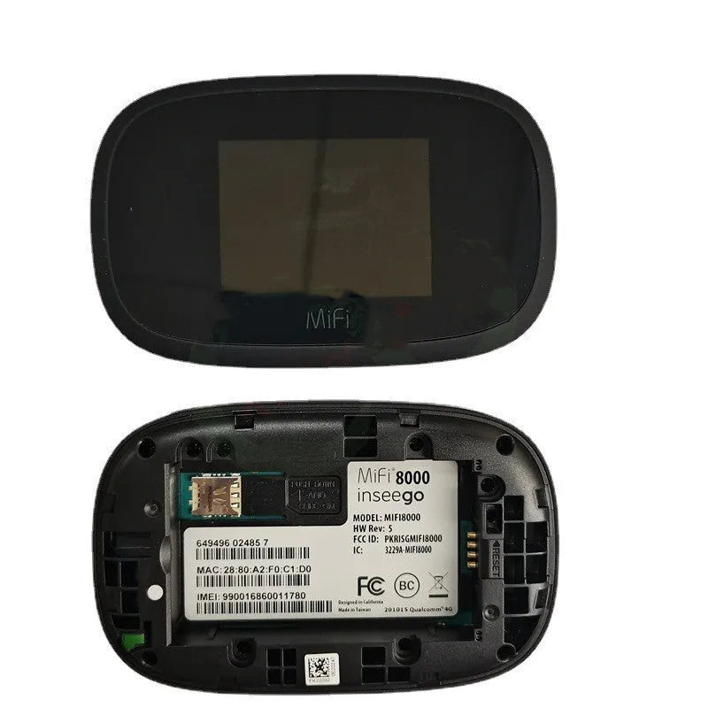 Black 4G portable wireless router with compact design for mobile internet access.