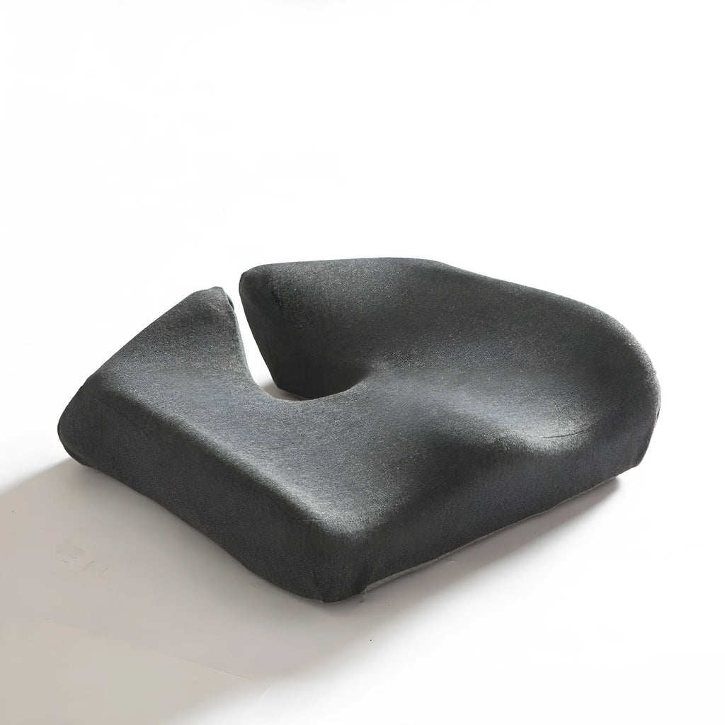Memory foam office chair cushion measuring 36x40x11cm in solid grey colour for waist support