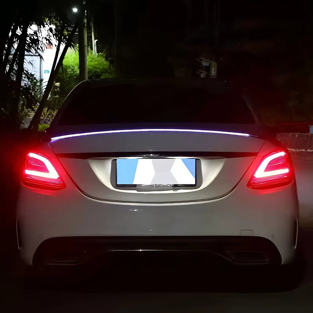 Automobile LED streamer tail turn signal kit showing tail wing and lighting units