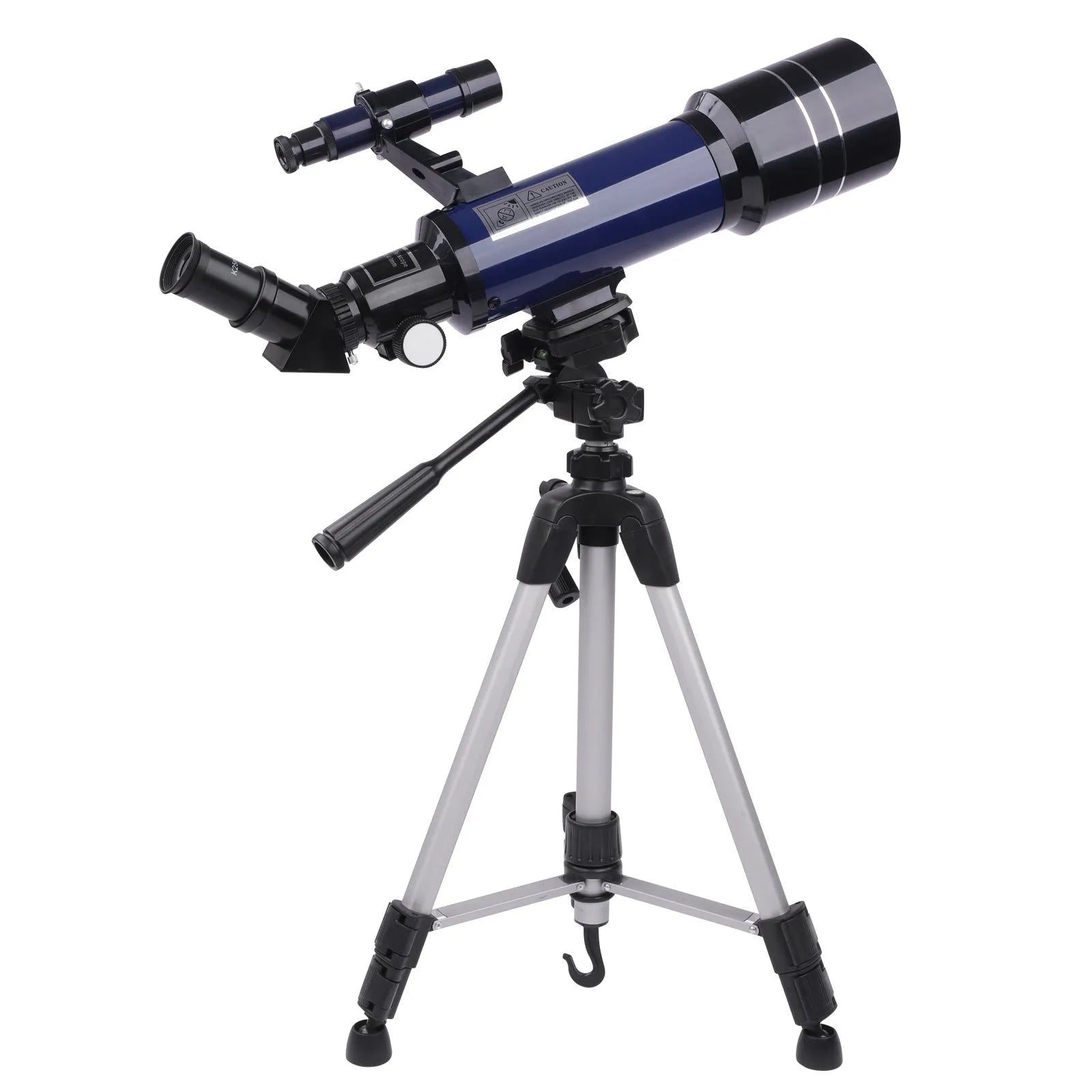 Dark blue children's astronomical telescope on a tripod with 16X to 66X magnification.