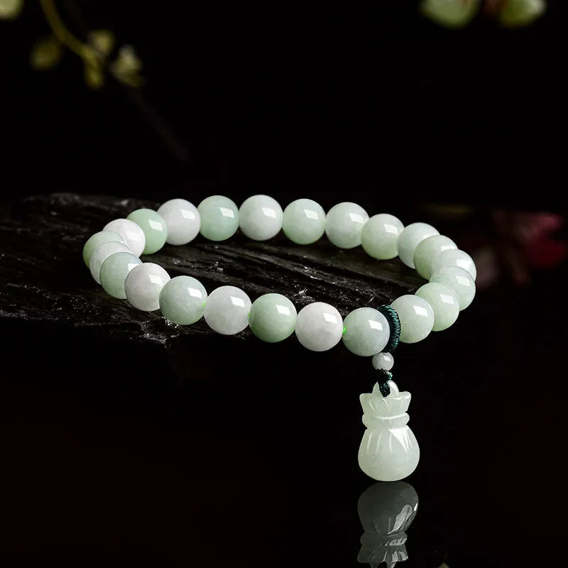 8mm ice jade flower bracelet with national style design for men and women