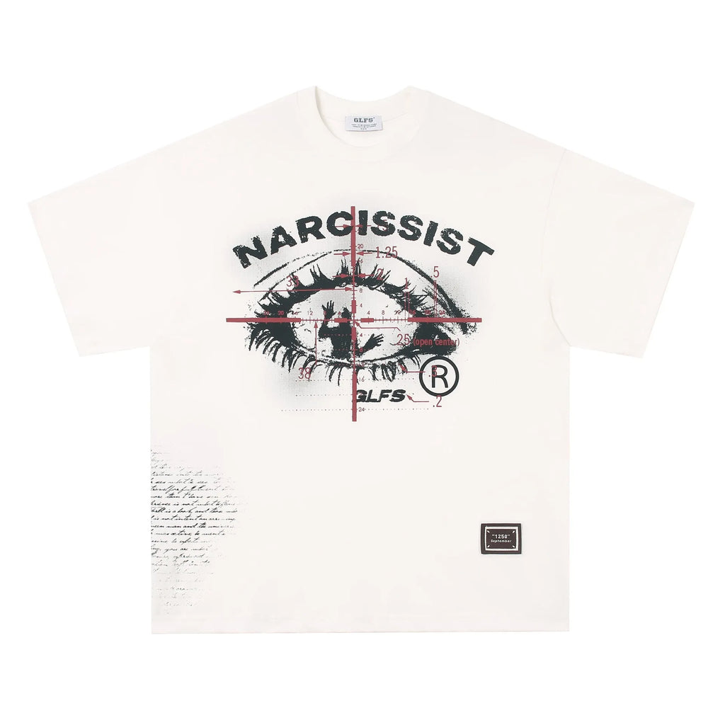 American retro hip hop gothic T-shirt with letter print in black or white cotton fabric