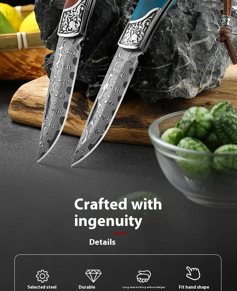 VG10 stainless steel folding portable mini outdoor knife with dovetail pattern