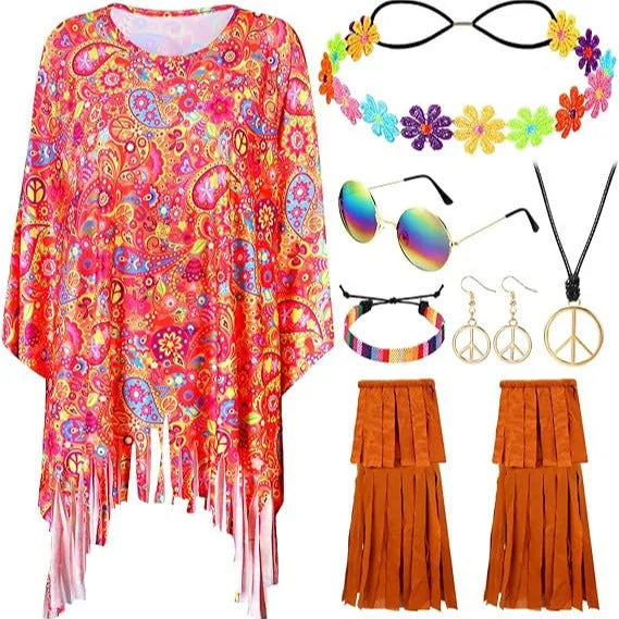 Tie dye printed Spandex cloak costume with dramatic bell sleeves in multiple colours.