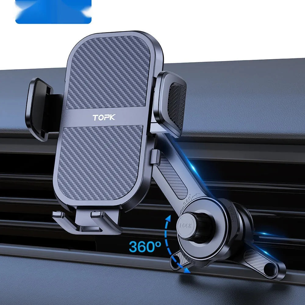 TOPKD46 in-car universal phone holder with multiple bracket styles including suction cup mount