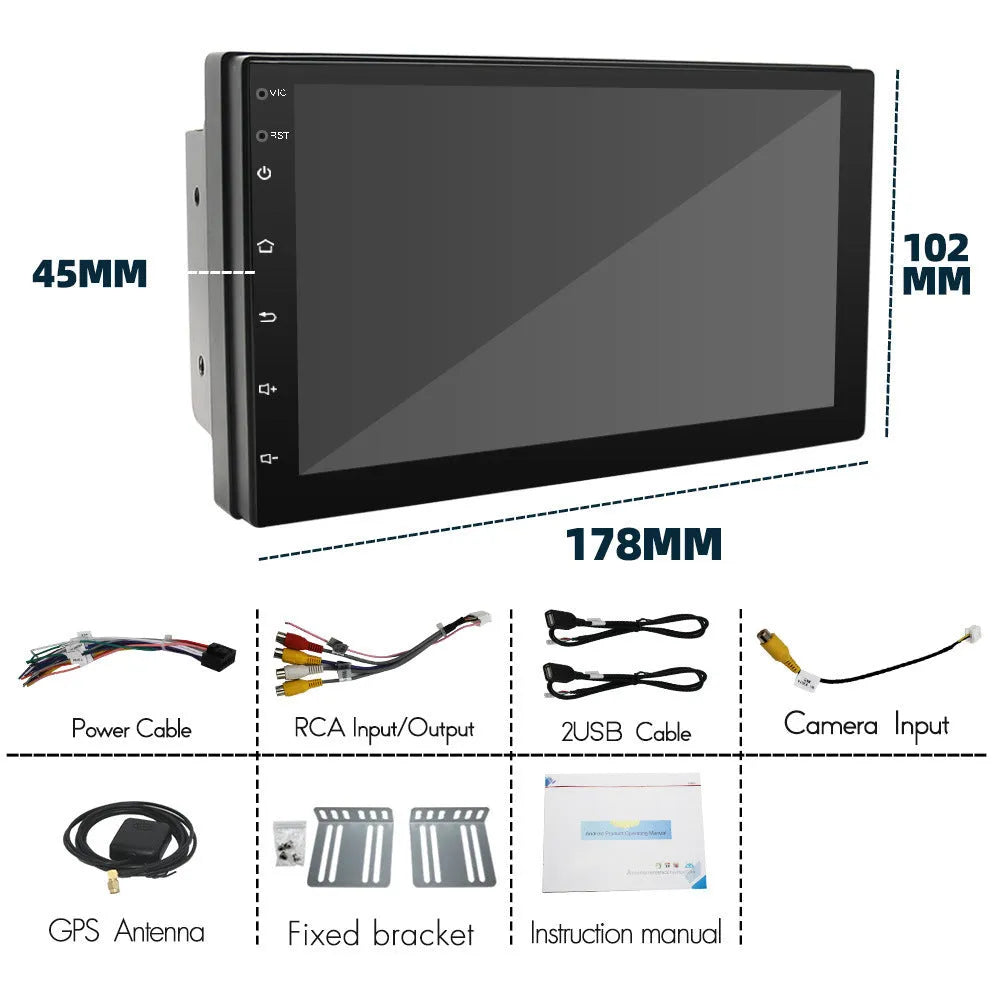 Black universal 7-inch car navigation player with GPS and Apple Carplay for manual transmission vehicles