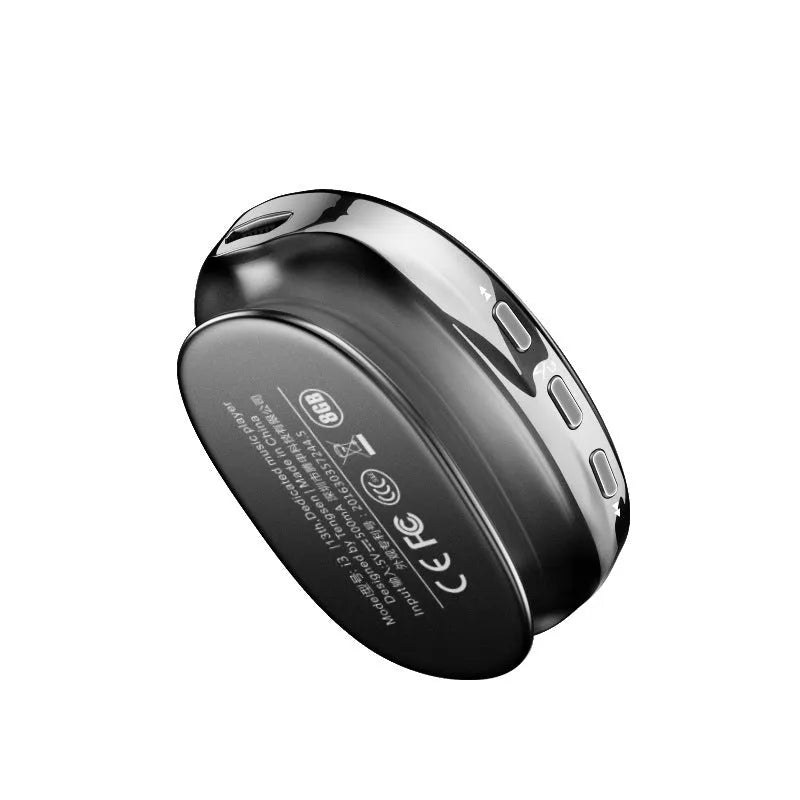Bluetooth MP4 music player in black, blue, or rose gold with OLED screen showing audio playback interface
