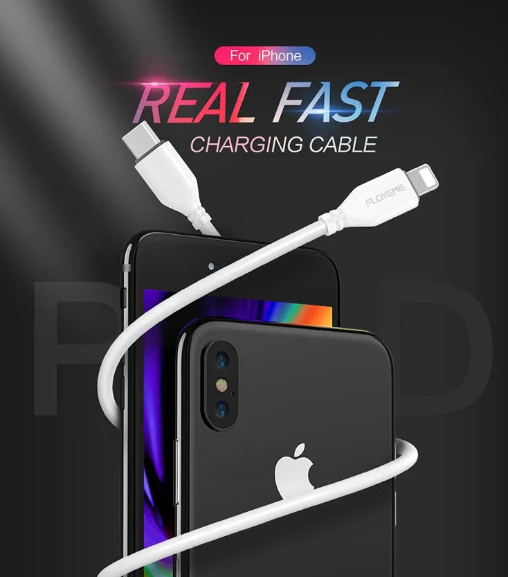 White braided nylon USB-C to Lightning charging cable with MFi certification, 6 feet long.