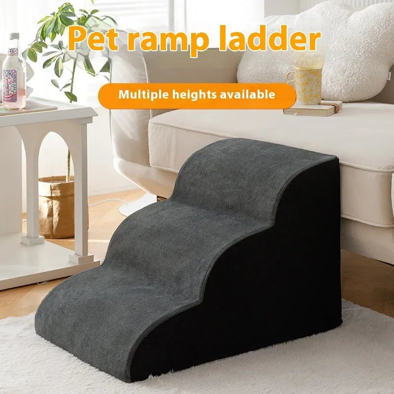 Wooden dog stairs in brown, available in two-step and three-step 30cm height configurations.