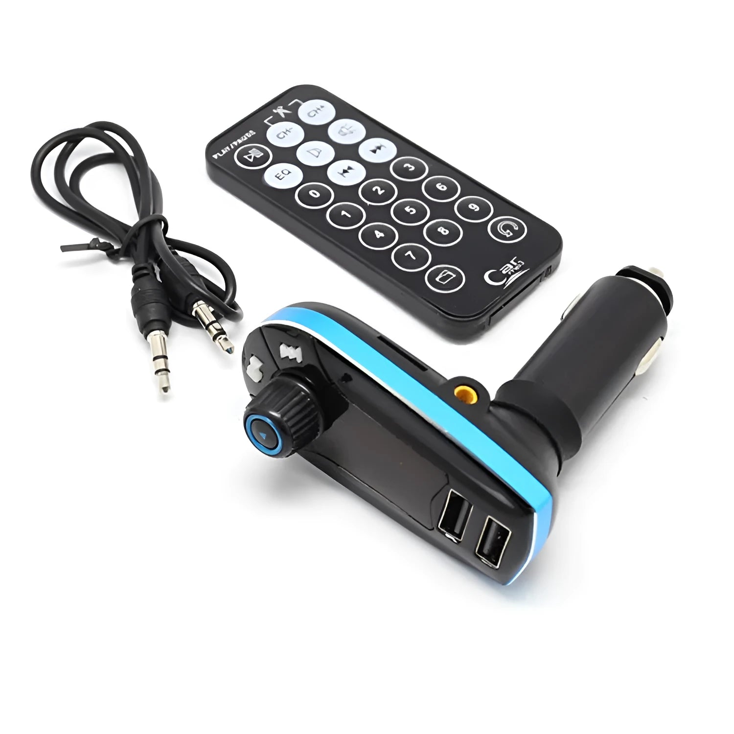 BT618C vehicle Bluetooth FM transmitter and MP3 player with LCD screen and USB port.