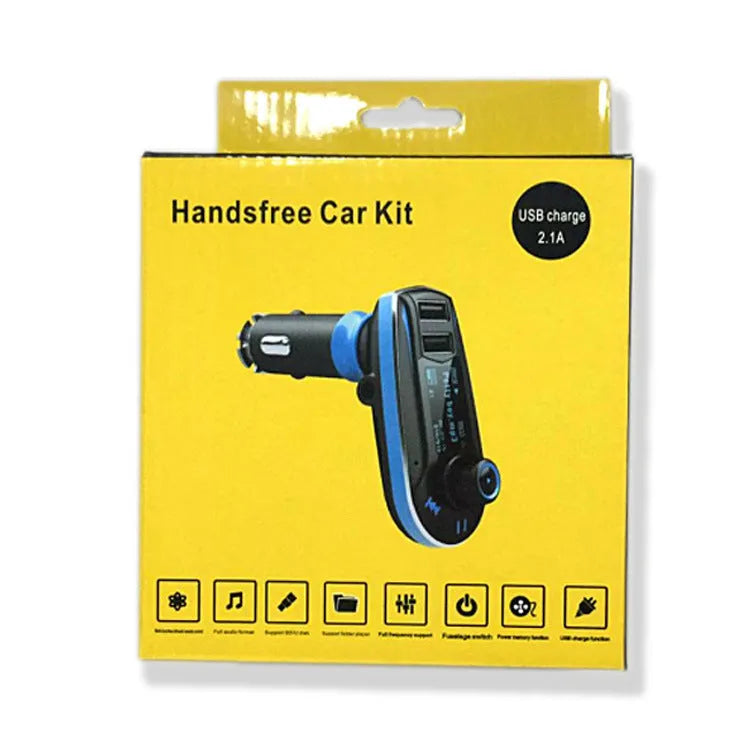 BT618C vehicle Bluetooth FM transmitter and MP3 player with LCD screen and USB port.