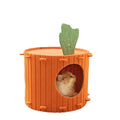Carrot colour felt cat tunnel nest with semi-enclosed design showing drilled ventilation pattern