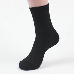 Men's bamboo fibre business socks with a small square pattern in grey blue colour