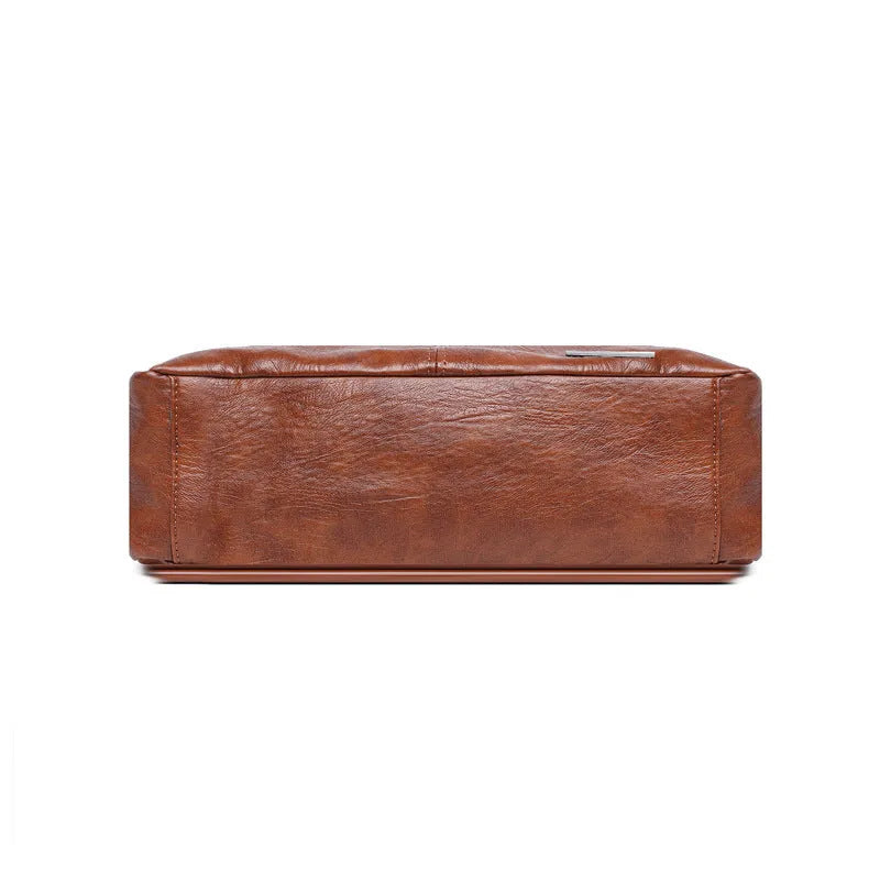 Retro large capacity underarm shoulder bag in PU material with sandwich pocket outer bag, horizontal square shape, available in multiple colours for daily matching