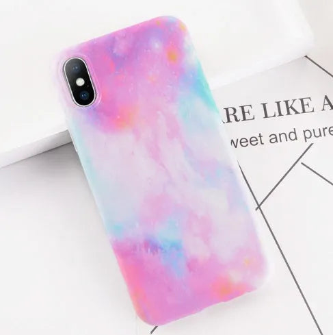 Colourful stone pattern soft back phone case for iPhone XR XS 8 7 6 Plus models