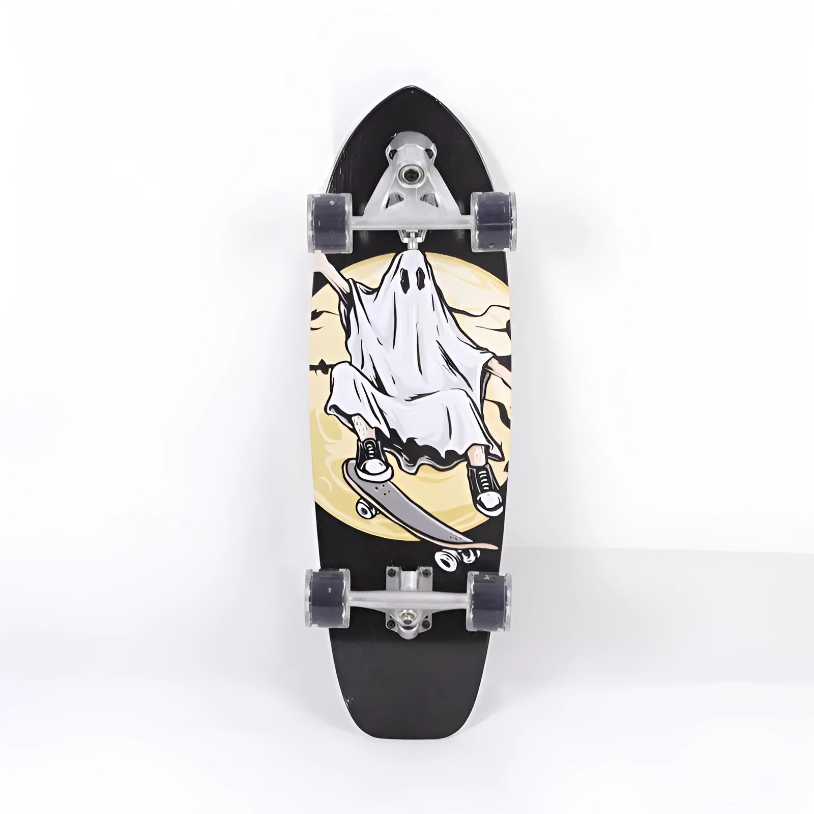 White maple wood street scooter measuring 31 inches with classic kick mechanism