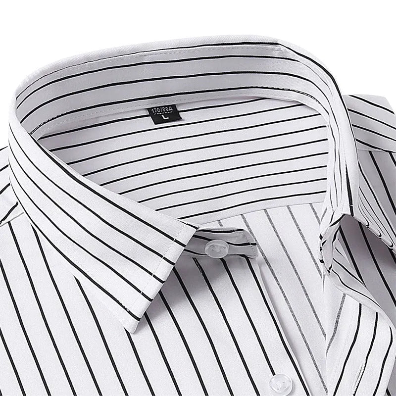 Men's slim fit striped long sleeve business shirt in a blue stripe colour.