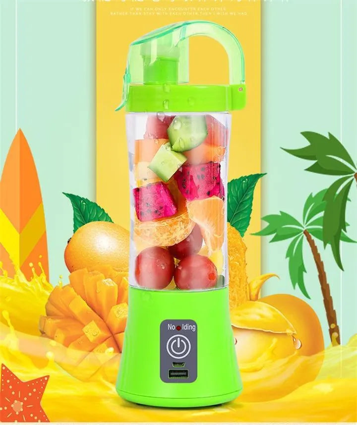 Blue portable USB rechargeable electric fruit juicer with 400ml capacity cup
