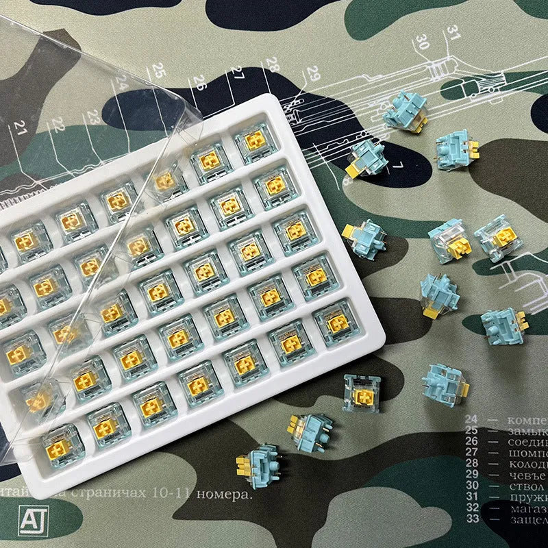 Tiger Mo Sea Salt Lemon PRO mechanical keyboard switches 36 pack with mute linear design