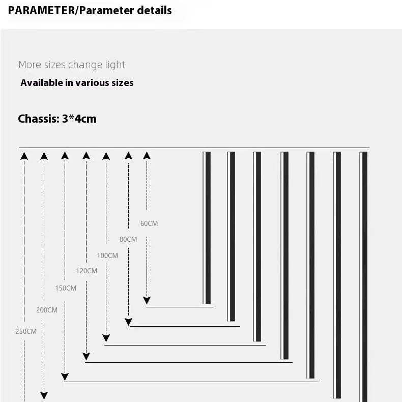 80cm long black aluminium LED wall lamp with a linear strip design and touch colour control.