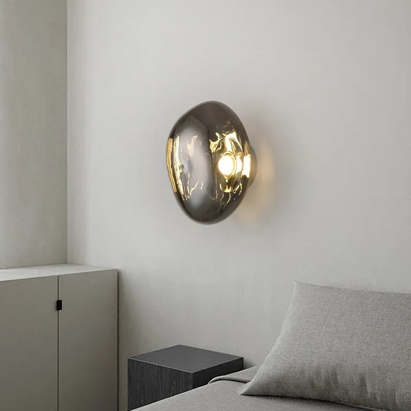 Modern creative staircase bar lava wall lamp with acrylic shade in gold colour warm light