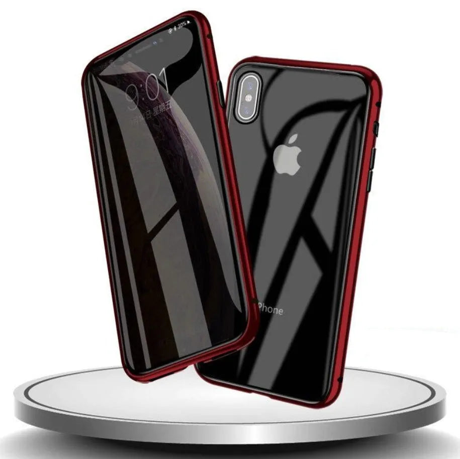 Glass anti-spy clamshell phone case in a solid colour for iPhone models.