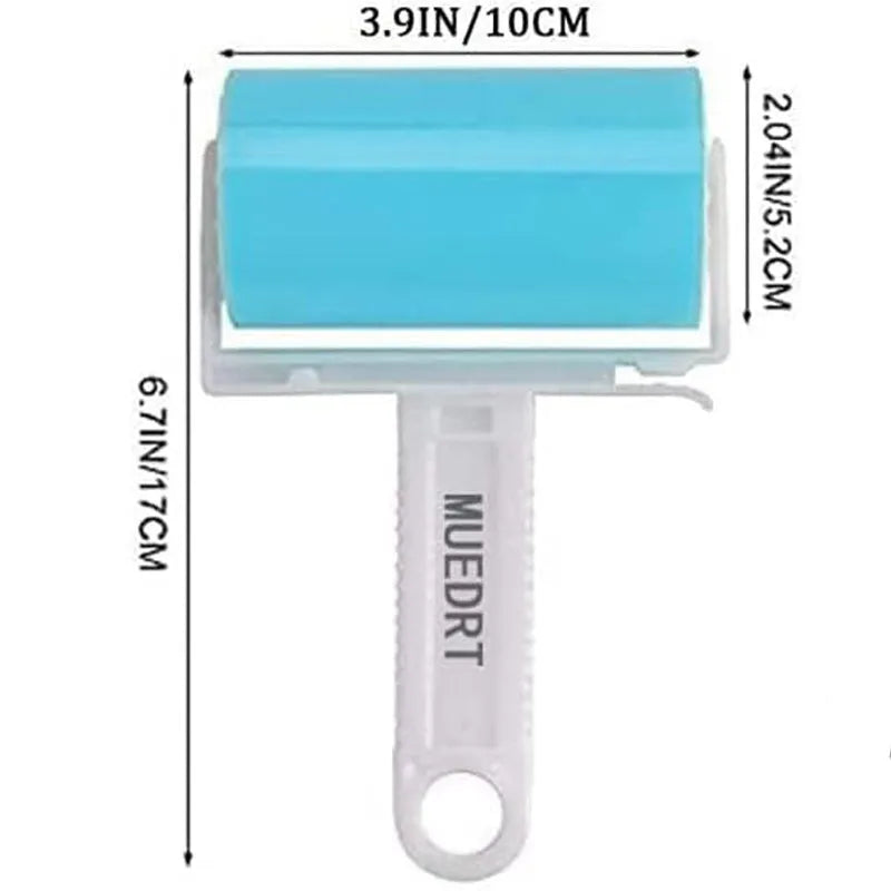 Washable lint roller with protective cover for pet hair removal from fabrics