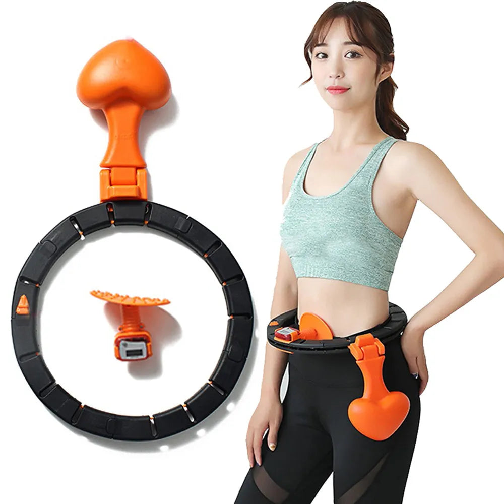Black smart hoop fitness auto-counting detachable weight hula hoop with nylon construction