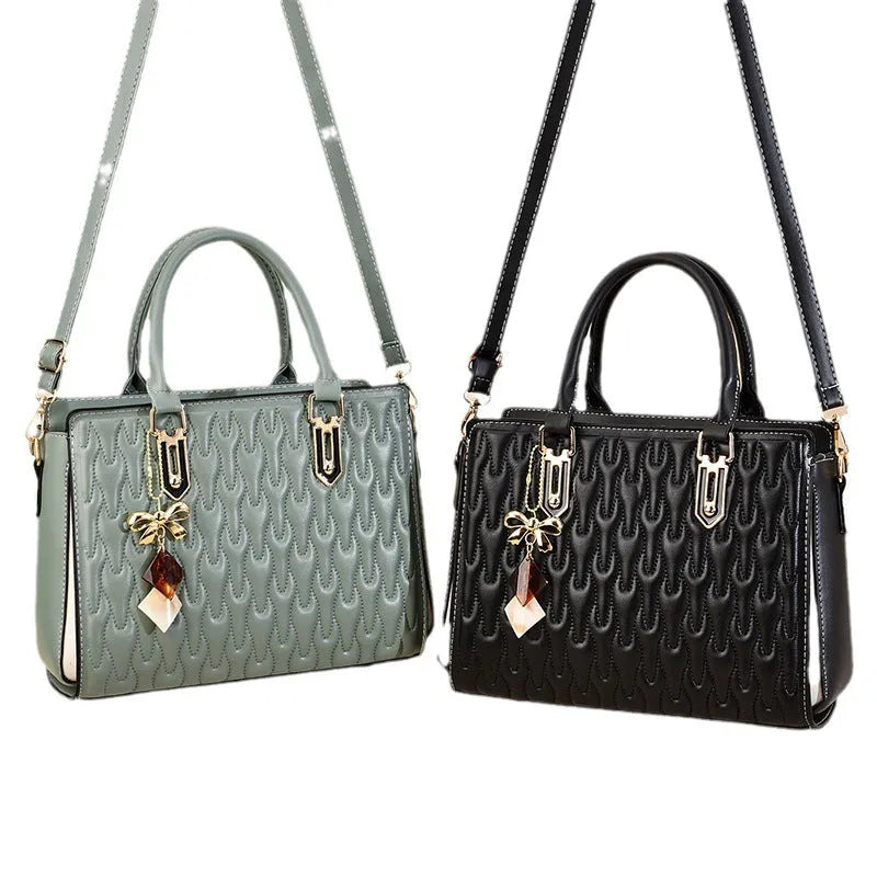 Women's large-capacity polyester messenger bag in street trend style with multiple pocket design