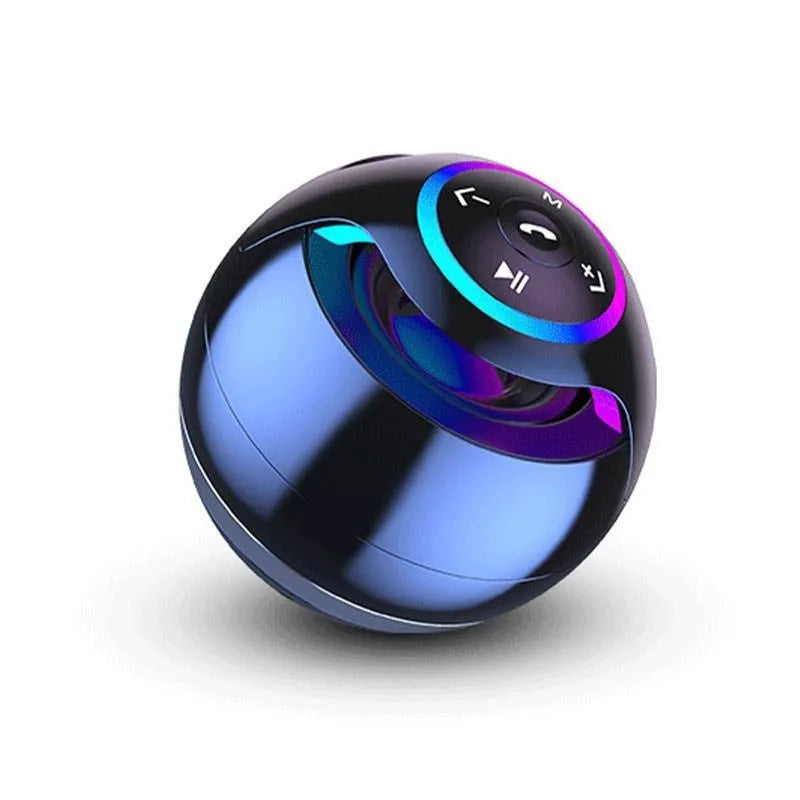 Mini Bluetooth speaker in black with dynamic bass boost and card insertion, suitable for portable outdoor use